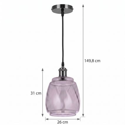 BRILAGI - Suspension LED sur câble RETRO GLASS 1xE27/60W/230V Ø 26 cm noir/gris fumé
