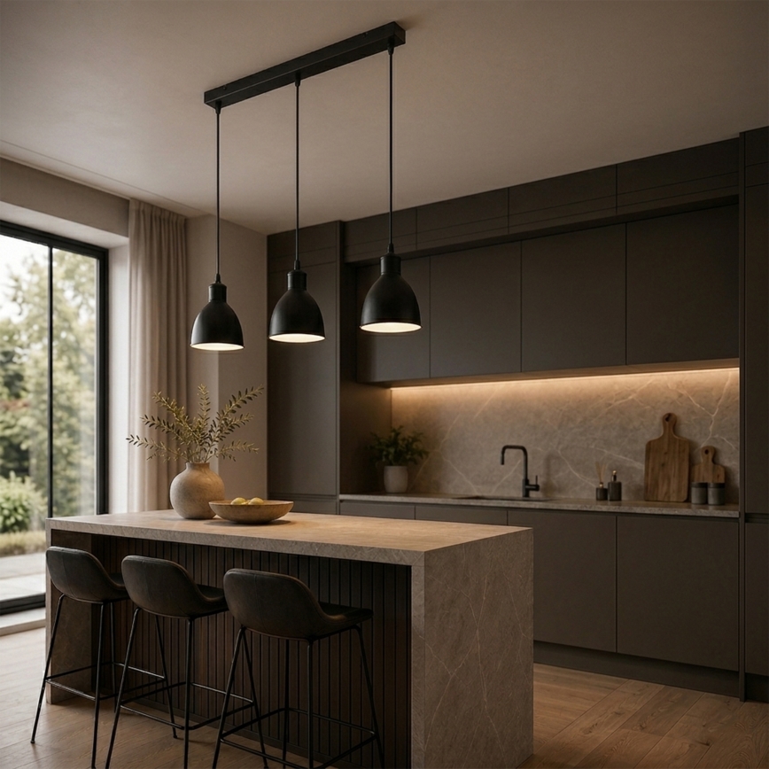 Brilagi - Suspension LED sur câble RIDDY 3xE27/60W/230V, noire