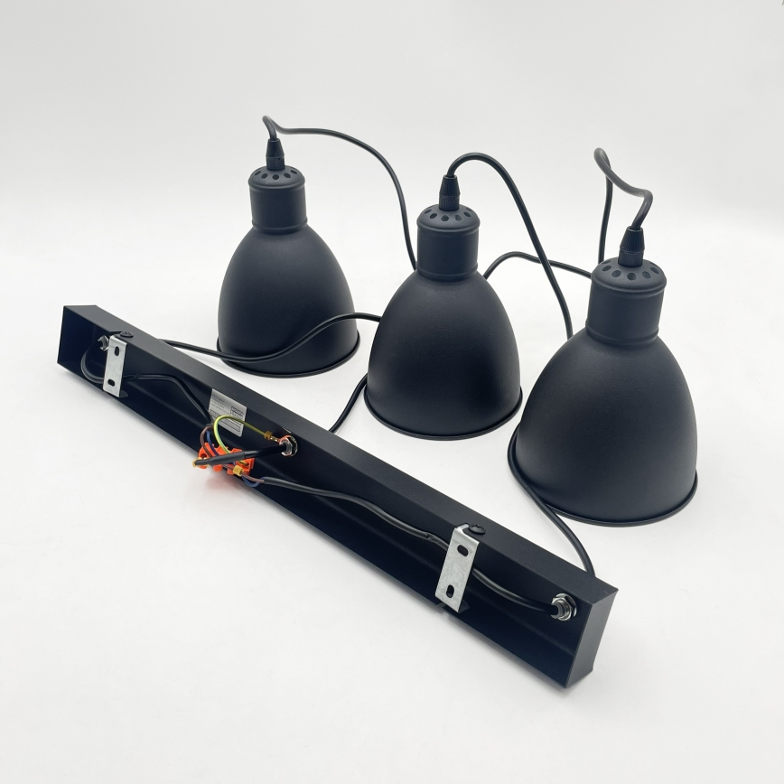 Brilagi - Suspension LED sur câble RIDDY 3xE27/60W/230V, noire