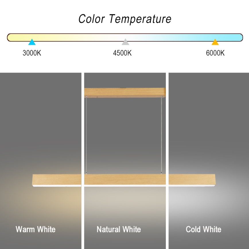 Brilagi - Suspension LED sur câble SLEEKLINE LED/40W/230V 3000/4500/6000K décor chêne