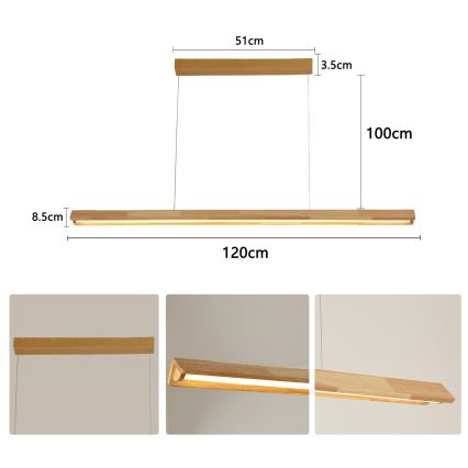 Brilagi - Suspension LED sur câble UMEA WOOD LED/30W/230V 120 cm bois
