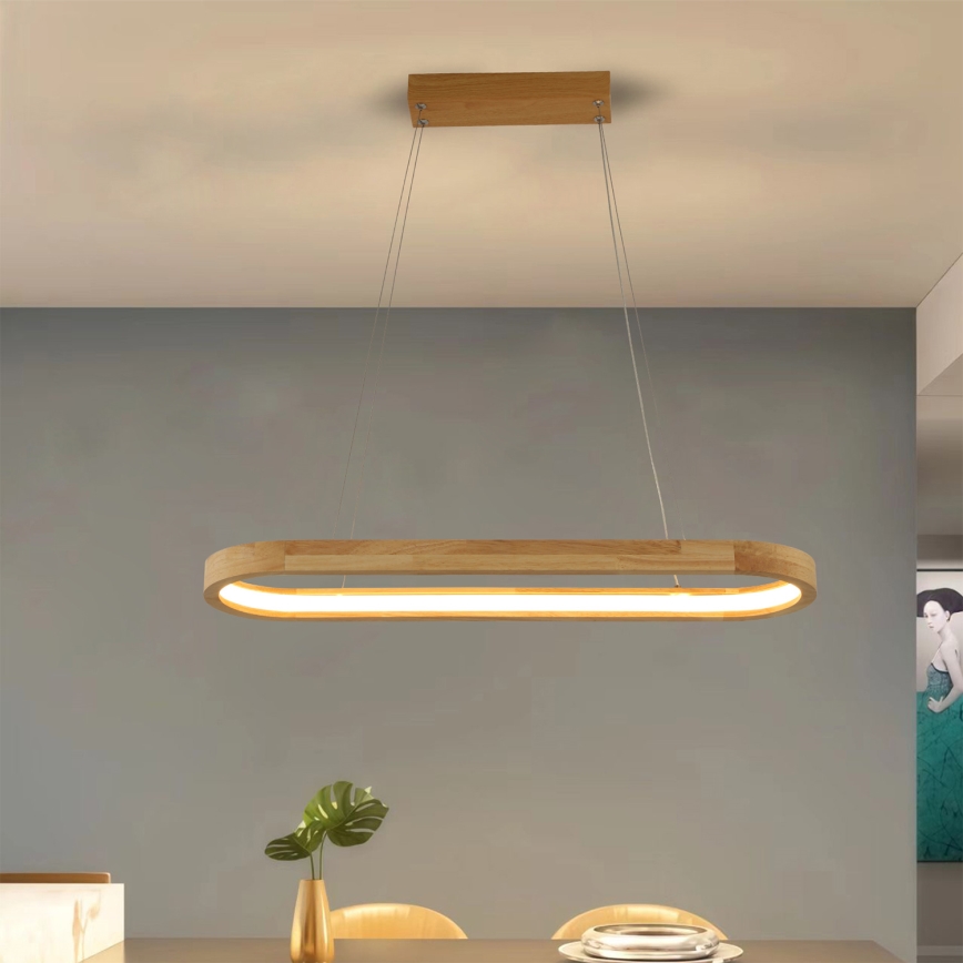 Brilagi - Suspension LED sur câble UMEA WOOD LED/30W/230V 70x20 cm bois d'hévéa