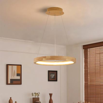 Brilagi - Suspension LED sur câble UMEA WOOD LED/30W/230V Ø 40 cm, bois d'hévéa