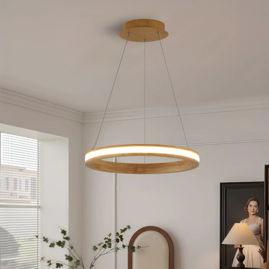 Brilagi - Suspension LED sur câble UMEA WOOD LED/30W/230V Ø 40 cm bois