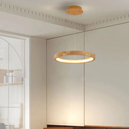 Brilagi - Suspension LED sur câble UMEA WOOD LED/30W/230V Ø 40 cm bois