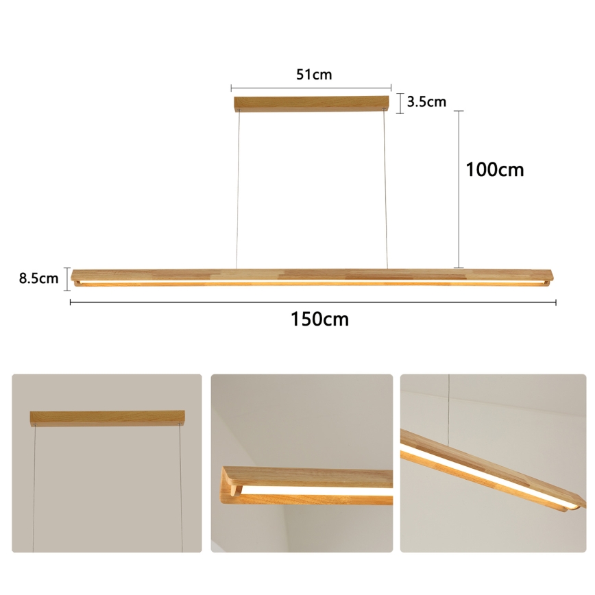 Brilagi - Suspension LED sur câble UMEA WOOD LED/40W/230V 150 cm en bois d'hévéa