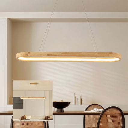 Brilagi - Suspension LED sur câble UMEA WOOD LED/40W/230V 90 x 22 cm, bois d'hévéa