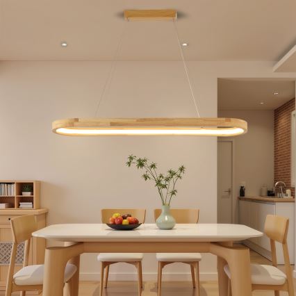 Brilagi - Suspension LED sur câble UMEA WOOD LED/40W/230V 90 x 22 cm, bois d'hévéa