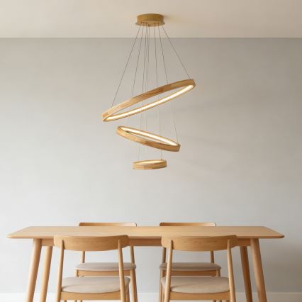 Brilagi - suspension LED sur câble UMEA WOOD LED/45W/230V Ø 60 cm bois