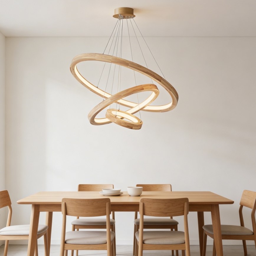 Brilagi - suspension LED sur câble UMEA WOOD LED/45W/230V Ø 60 cm bois