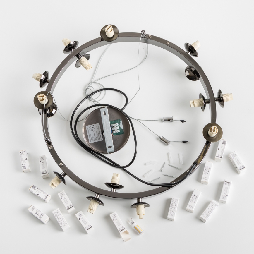 Brilagi - Suspension LED sur câbles MILLA 15xG9/3W/230V chrome noir/blanc
