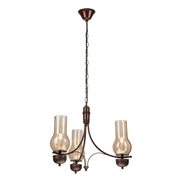 Brilagi - Suspension LED sur chaîne COTTAGE 3xE14/40W/230V hêtre/marron/beige fumé