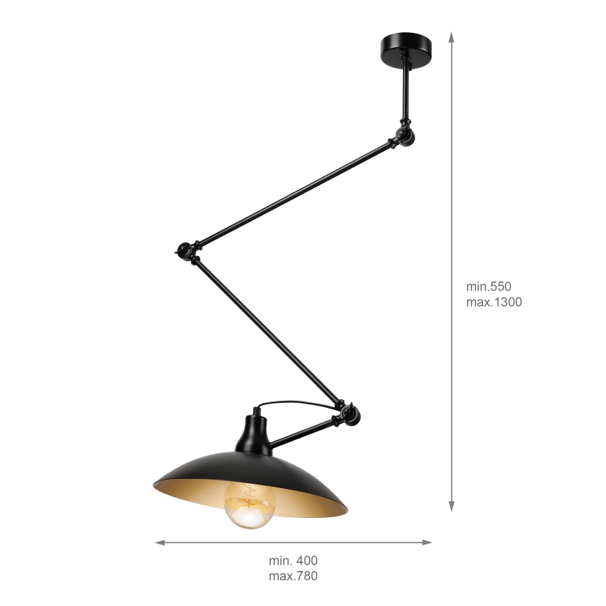 Brilagi - Suspension LED sur tige IRONBEAM 1xE27/60W/230V noir