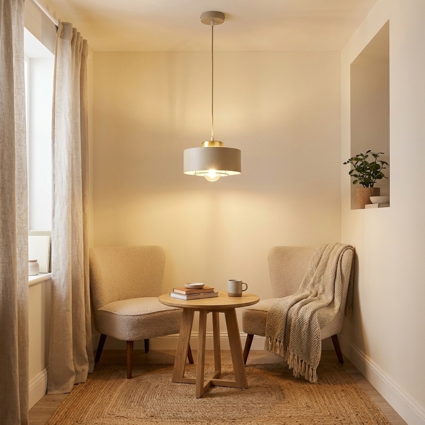 Brilagi - Suspension sur câble 1xE27/60W/230V Ø 20 cm beige/doré