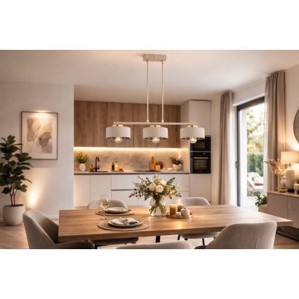 Brilagi - Suspension sur câble 3xE27/60W/230V beige/doré