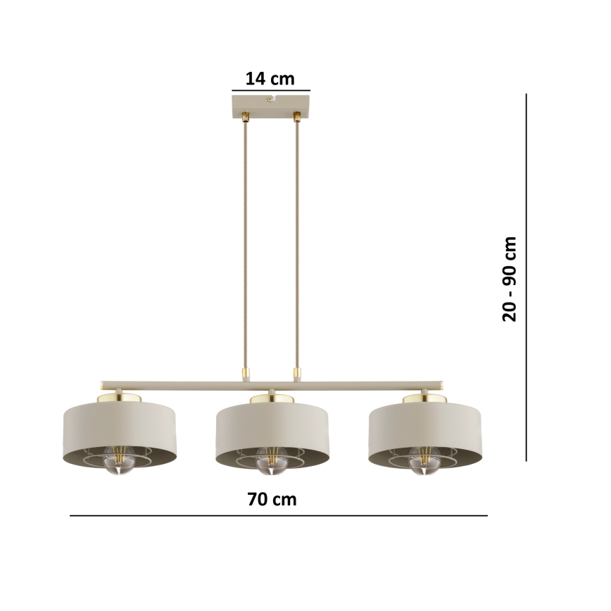 Brilagi - Suspension sur câble 3xE27/60W/230V beige/doré