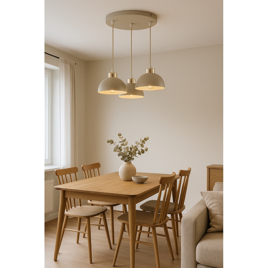 Brilagi - Suspension sur câble 3xE27/60W/230V beige/doré
