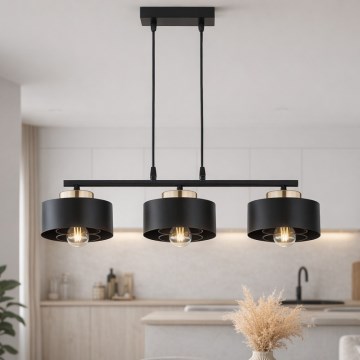 Brilagi - Suspension sur câble 3xE27/60W/230V noir/doré