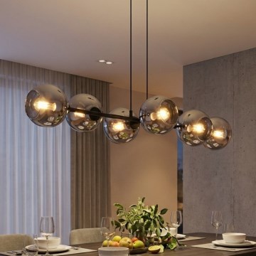 Brilagi - Suspension sur câble 6xE27/60W/230V noir/gris fumé