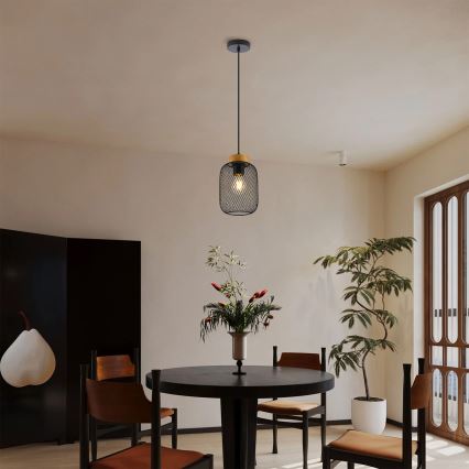 Brilagi - Suspension sur câble BASKLITE 1xE27/15W/230V bois d'hévéa/noir