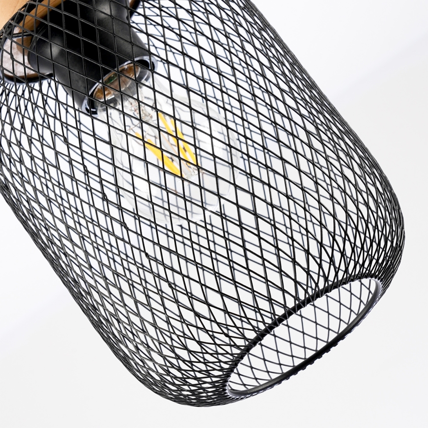 Brilagi - Suspension sur câble BASKLITE 1xE27/15W/230V bois d'hévéa/noir