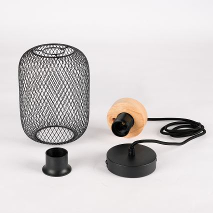 Brilagi - Suspension sur câble BASKLITE 1xE27/15W/230V bois d'hévéa/noir
