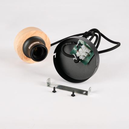 Brilagi - Suspension sur câble BASKLITE 1xE27/15W/230V bois d'hévéa/noir
