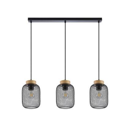 Brilagi - Suspension sur câble BASKLITE 3xE27/15W/230V bois/noir