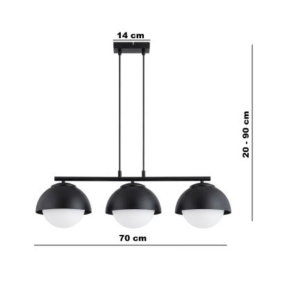 BRILAGI - Suspension sur câble COSMO 3xE27/60W/230V noire