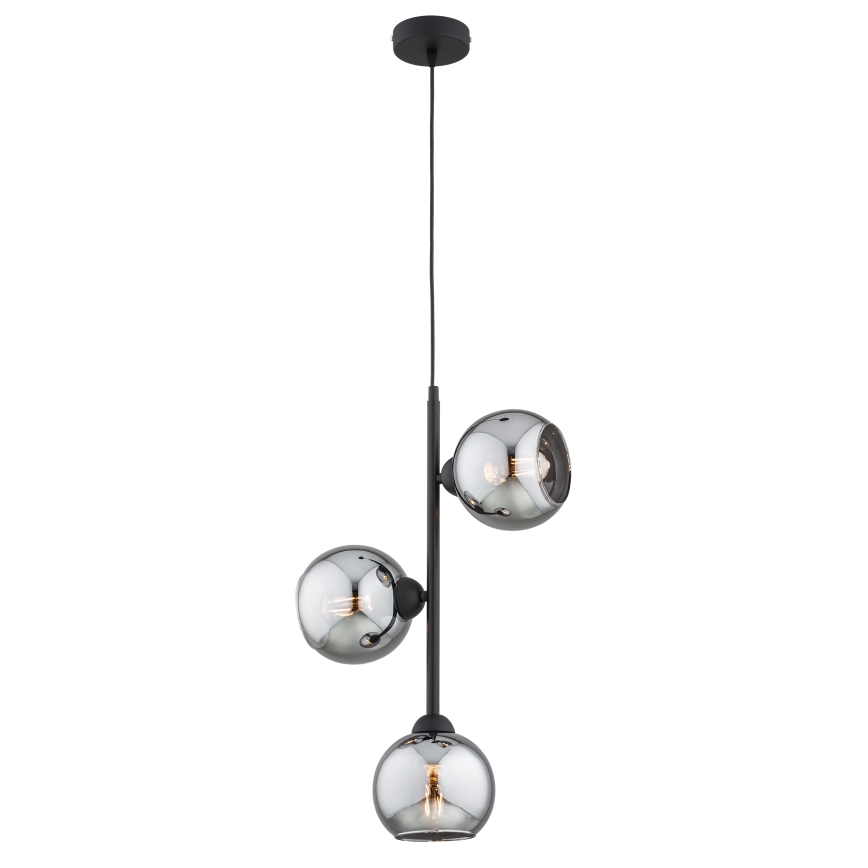 Brilagi - Suspension sur câble DIOR 3xE27/60W/230V noir/gris fumé