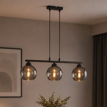 Brilagi - Suspension sur câble DIOR 3xE27/60W/230V noir/gris fumé