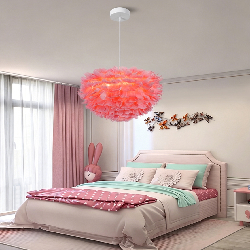Brilagi - Suspension sur câble FEATHER, 3×E27 (max. 40 W), 230 V, Ø 50 cm, rose