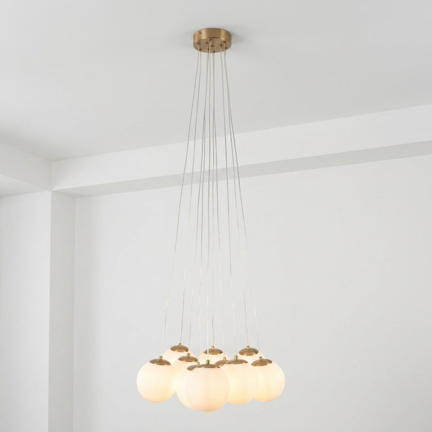 Brilagi - Suspension sur câble GLOBE 10xE14/15W/230V blanche