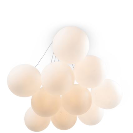 Brilagi - Suspension sur câble GLOBE 10xE14/15W/230V blanche