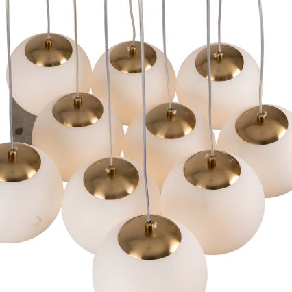 Brilagi - Suspension sur câble GLOBE 10xE14/15W/230V blanche