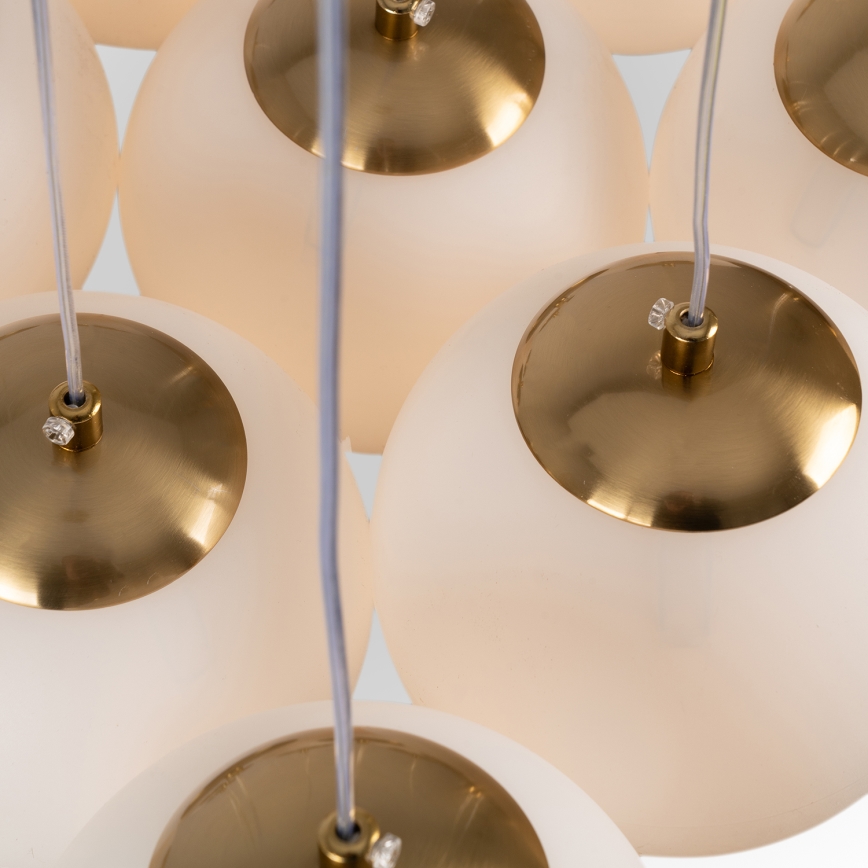 Brilagi - Suspension sur câble GLOBE 10xE14/15W/230V blanche