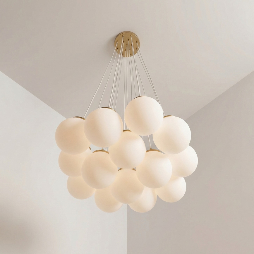 Brilagi - Suspension sur câble GLOBE 15xE14/15W/230V blanche