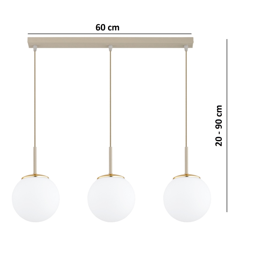 Brilagi - Suspension sur câble MILO 3xE27/60W/230V beige/doré
