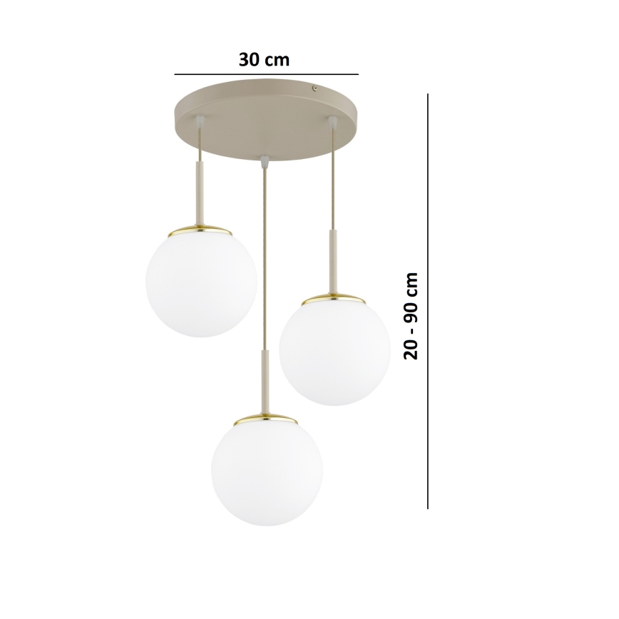 Brilagi - Suspension sur câble MILO ECRU 3xE27/60W/230V beige/doré