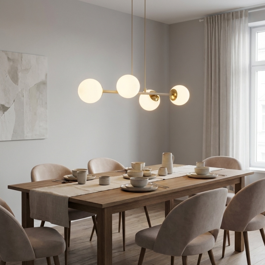 Brilagi - Suspension sur câble MILO ECRU 4xE27/60W/230V beige/doré