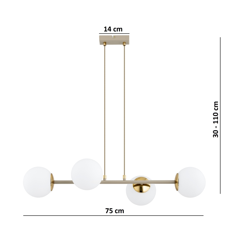 Brilagi - Suspension sur câble MILO ECRU 4xE27/60W/230V beige/doré