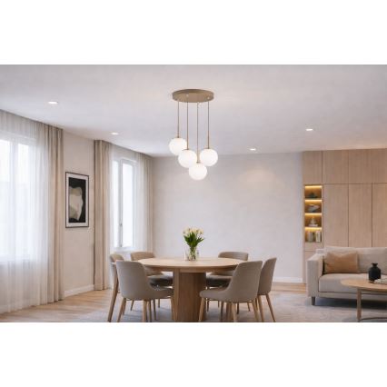 Brilagi - Suspension sur câble MILO ECRU 4xE27/60W/230V beige/dorée