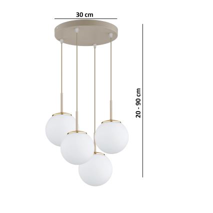 Brilagi - Suspension sur câble MILO ECRU 4xE27/60W/230V beige/dorée