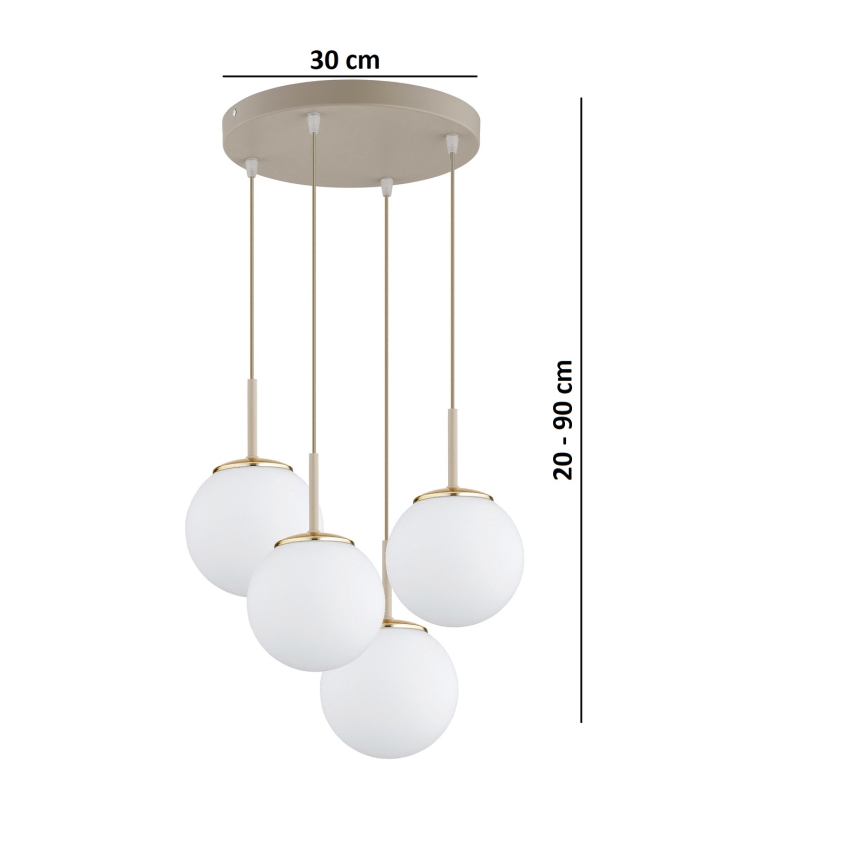 Brilagi - Suspension sur câble MILO ECRU 4xE27/60W/230V beige/dorée