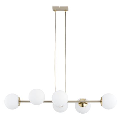 Brilagi - Suspension sur câble MILO ECRU 6xE27/60W/230V beige/doré