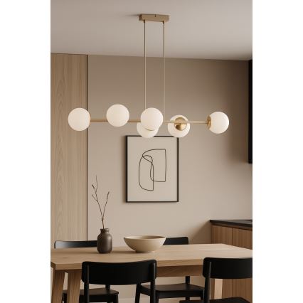 Brilagi - Suspension sur câble MILO ECRU 6xE27/60W/230V beige/doré
