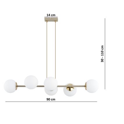 Brilagi - Suspension sur câble MILO ECRU 6xE27/60W/230V beige/doré