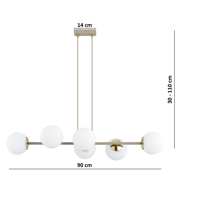 Brilagi - Suspension sur câble MILO ECRU 6xE27/60W/230V beige/doré
