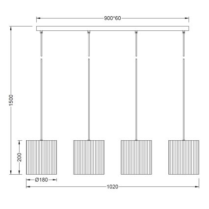 Brilagi - Suspension sur câble NORDIC WAVE 4xE27/15W/230V lin/noir