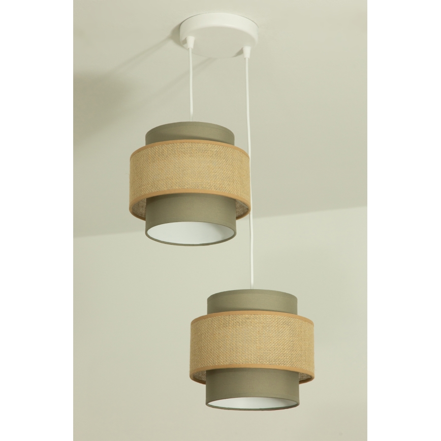 Brilagi - Suspension sur câble RESNA 2xE27/60W/230V Ø 30 cm brun/beige
